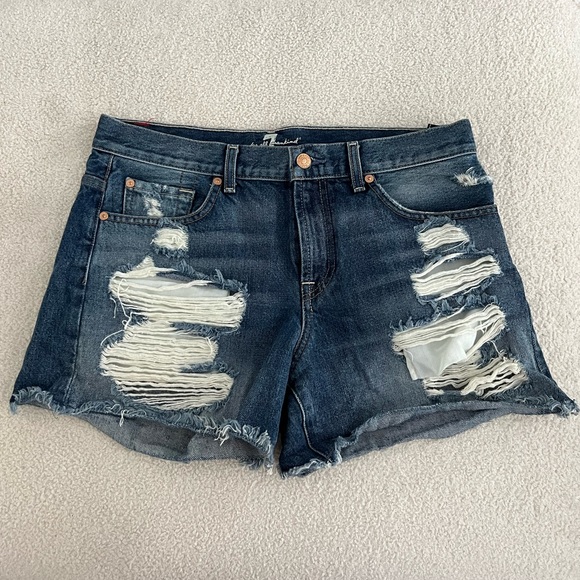 7 For All Mankind Pants - 7 for all Mankind Distressed Denim Shorts
